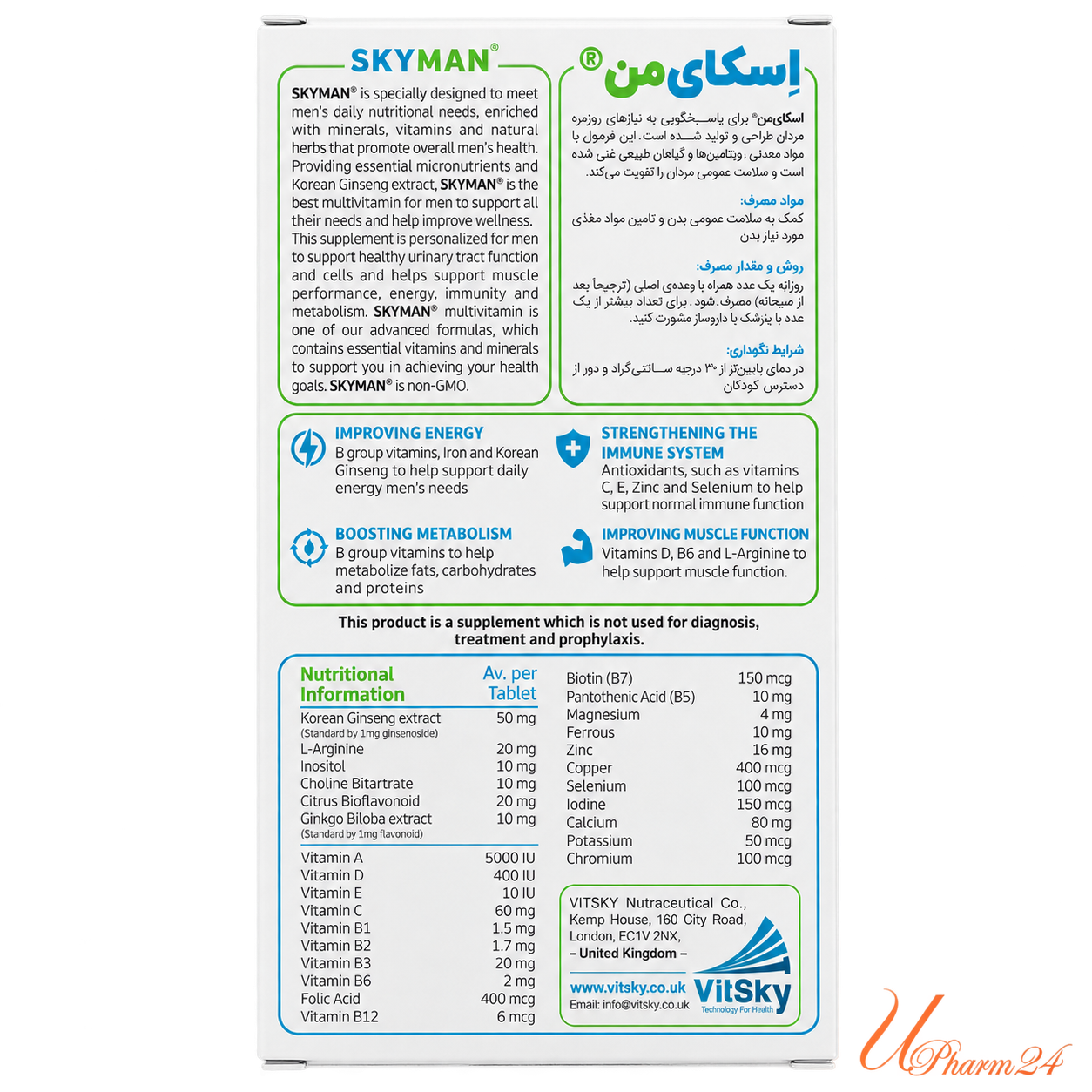 1432140-1 قرص مولتیویتامین و مینرال اسکای من ویژه آقایان